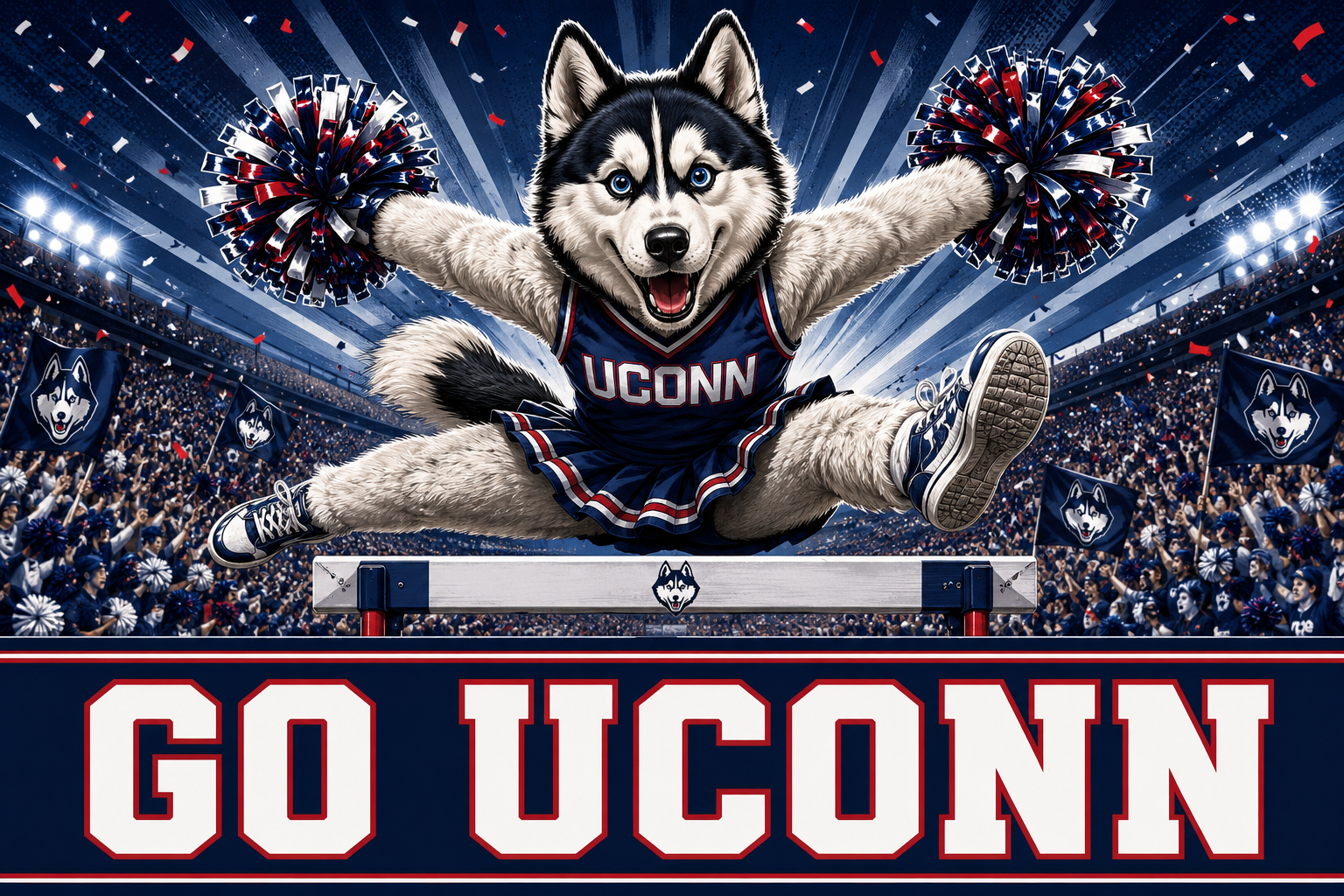 UCONN Husky Cheerleader Stadium Wall Art