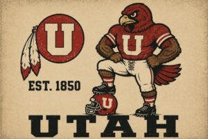 Vintage-Style Utah U Eagle Mascot Wall Art Print