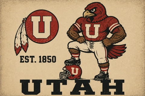 Vintage-Style Utah U Eagle Mascot Wall Art Print