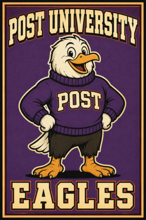 Post University Eagles Cartoon Mascot Wall Art