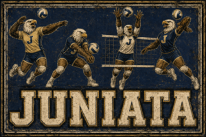 JUNIATA Eagle Volleyball Players Vintage-Style Wall Art