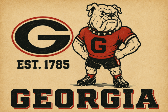 Vintage-Style Georgia Bulldog Mascot Printed Wall Art