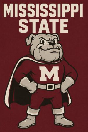 Mississippi State Bulldog Superhero Printed Wall Art