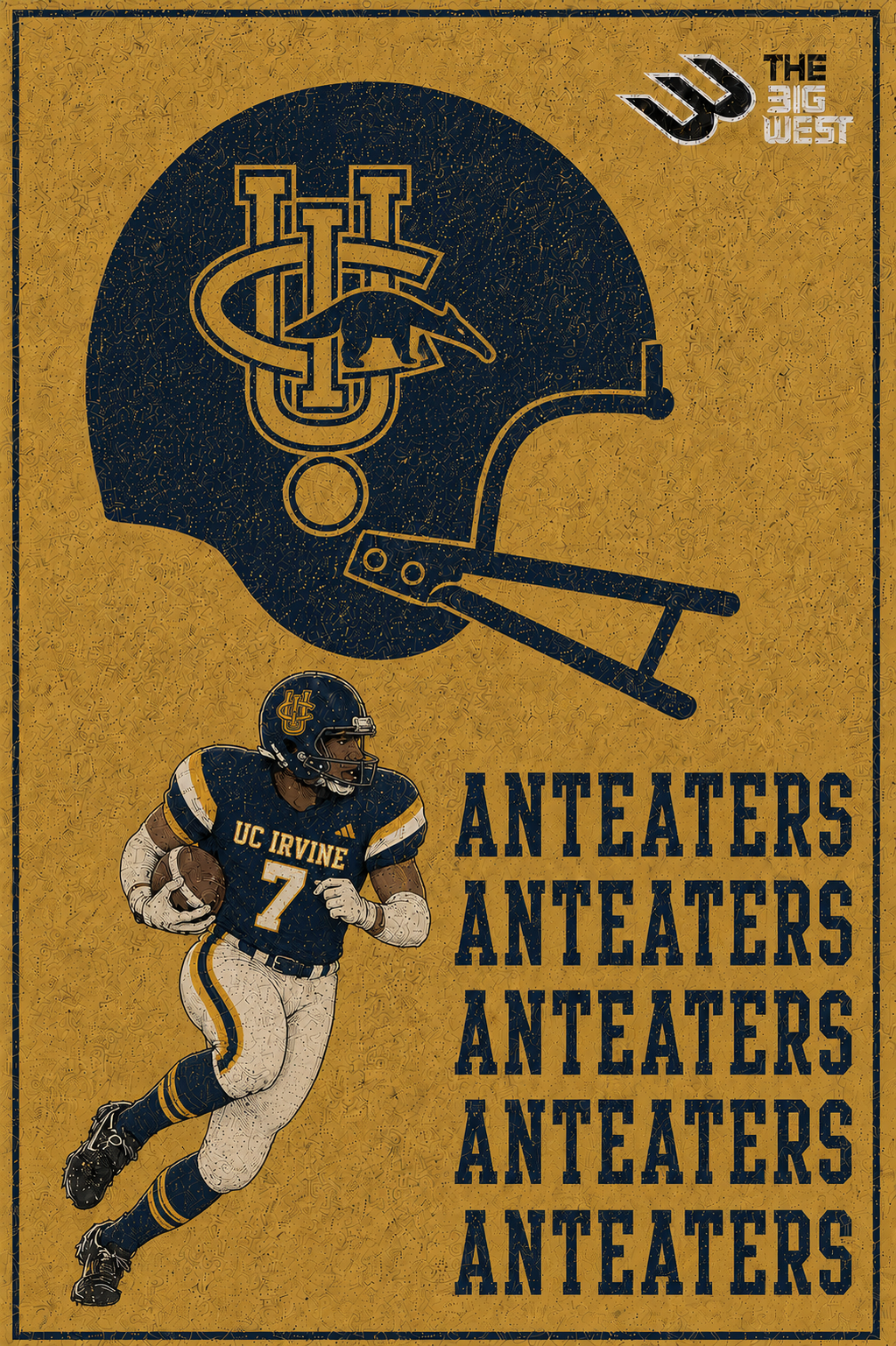 UC Irvine Anteaters Football Vintage-Style Wall Art Print