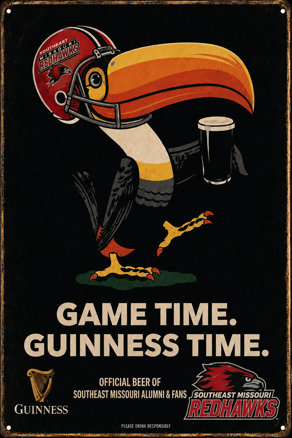 Guinness Game Time Southeast Missouri Redhawks Metal Sign