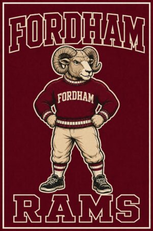 Fordham Rams Ram Mascot Burgundy Wall Art Poster
