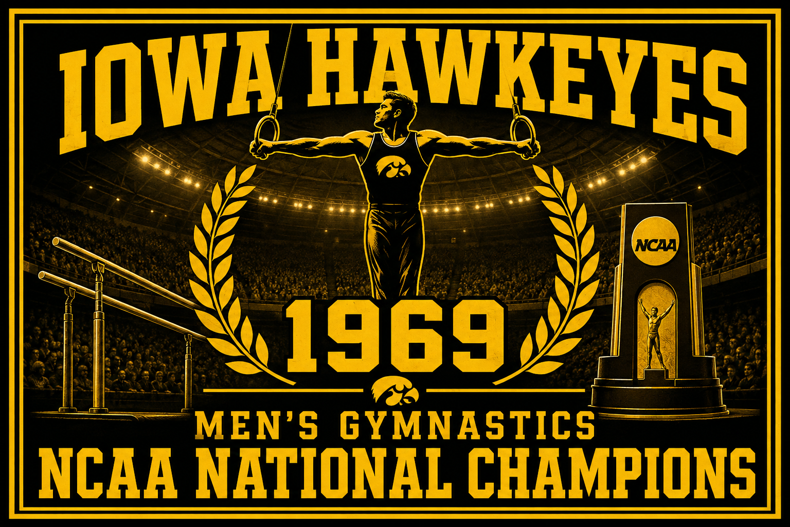 Iowa Hawkeyes 1969 Men’s Gymnastics Championship Wall Art