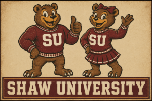 Shaw University Bear Mascot Vintage-Style Wall Art