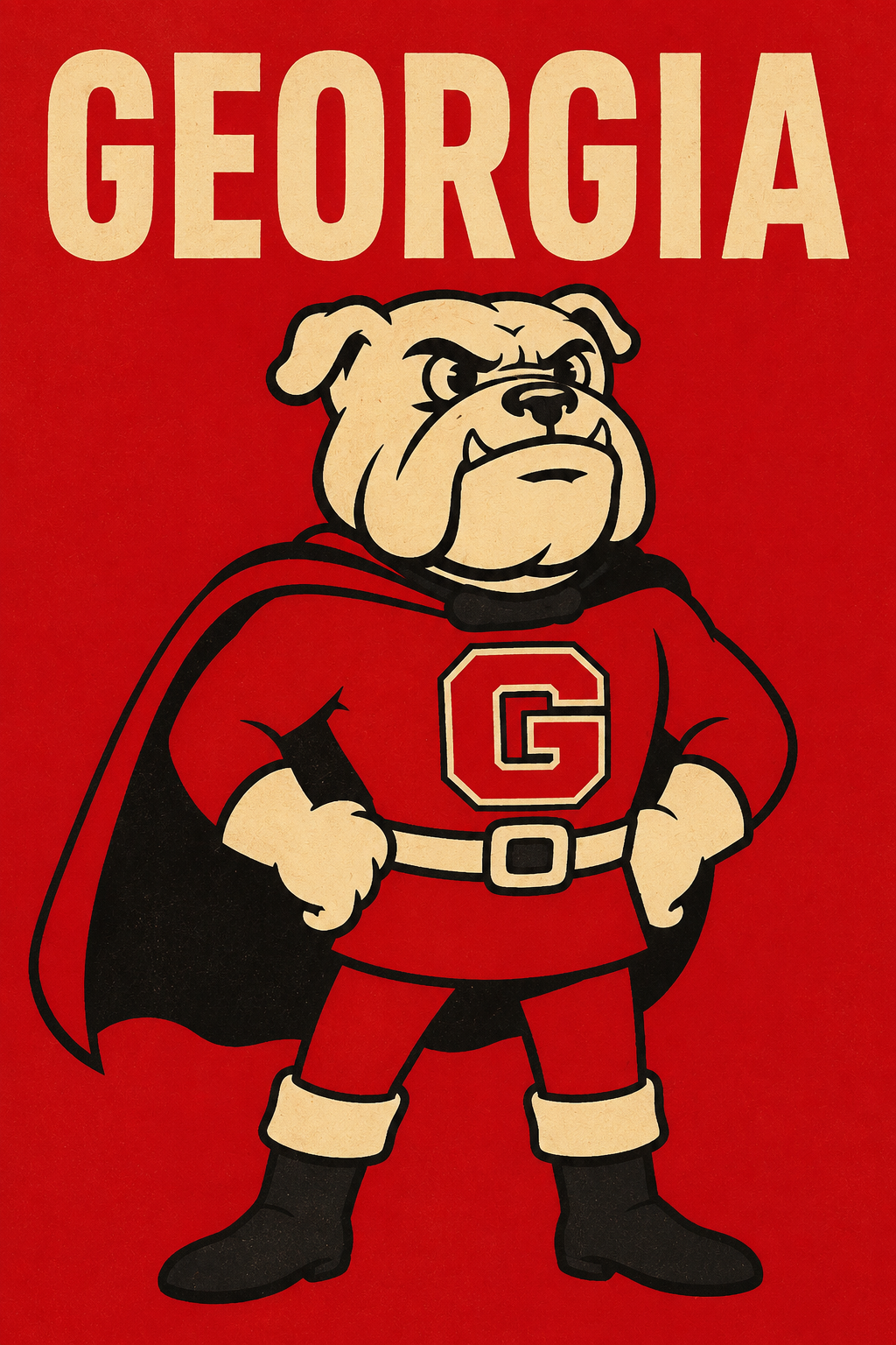 Georgia Bulldog Superhero Graphic Wall Art Print