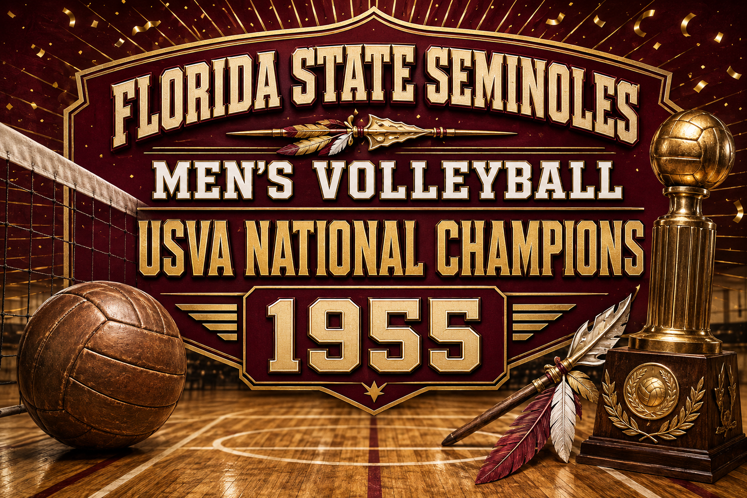 Florida State Seminoles Men’s Volleyball 1955 Wall Art