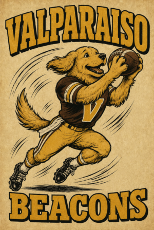 Valparaiso Beacons Dog Football Vintage-Style Wall Art