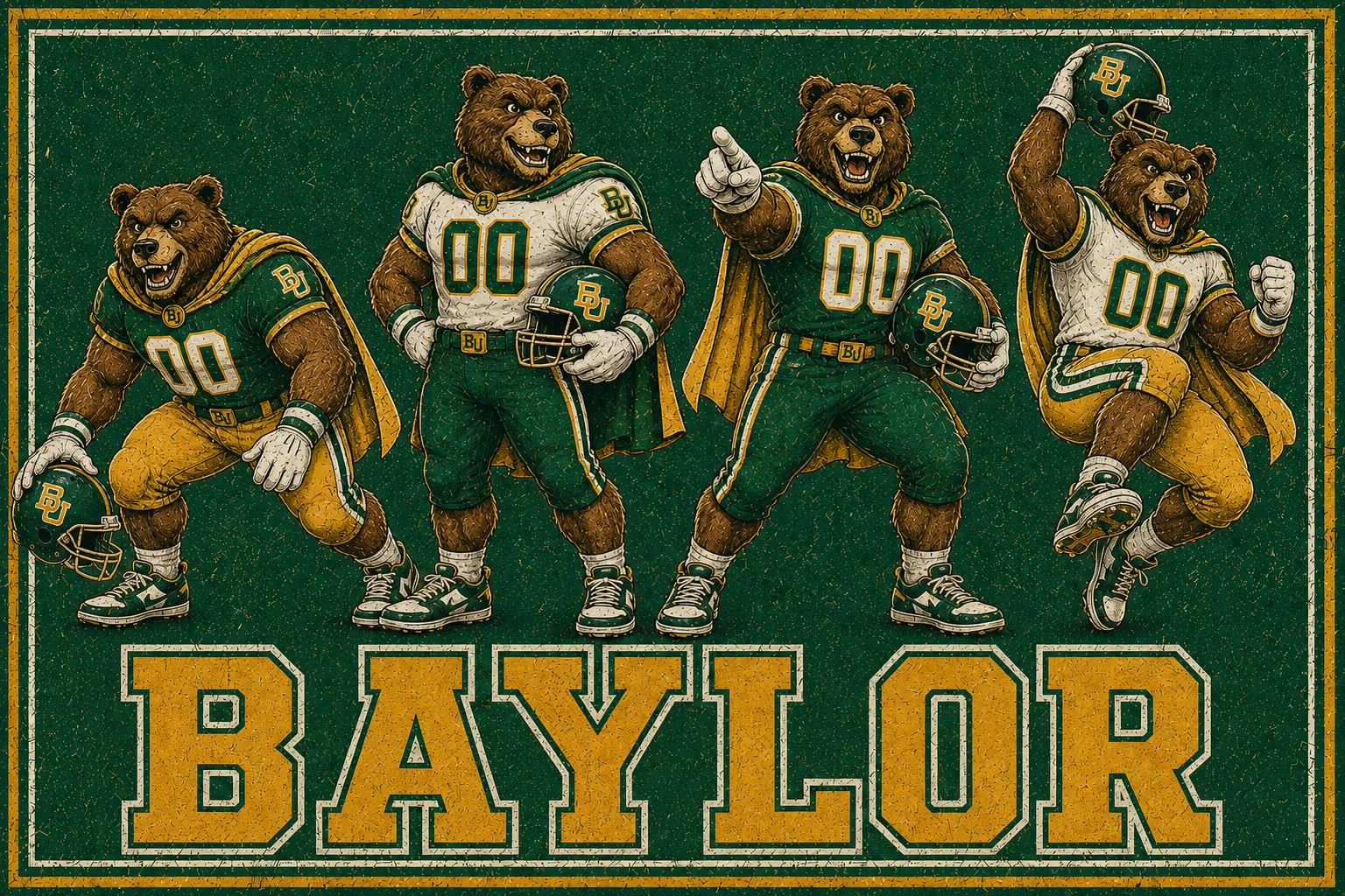 Baylor Bears Football Vintage-Style Wall Art