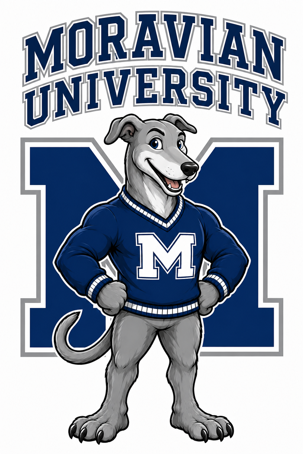 Moravian University Bulldog-Inspired Navy Blue Graphic