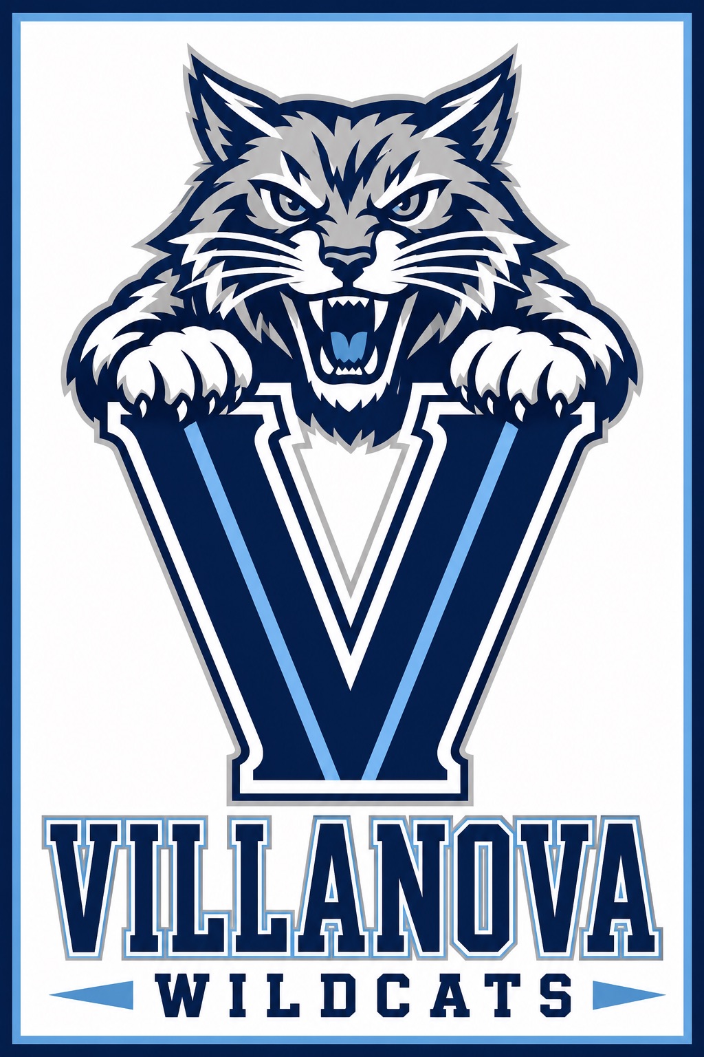 Villanova Wildcats Blue and White Wildcat Wall Art