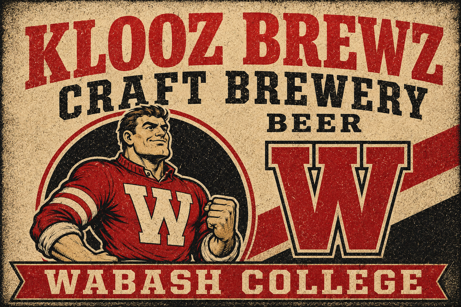 Wabash College Klooz Brewz Craft Brewery Vintage-Style Wall Art