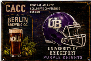University of Bridgeport Purple Knights Beer-Themed Wall Sign