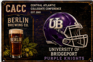University of Bridgeport Purple Knights Beer-Themed Wall Sign