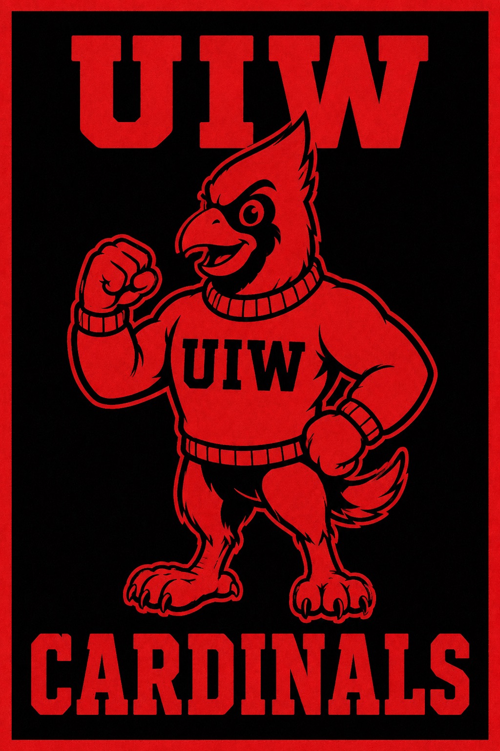 UIW Cardinals Red and Black Mascot Wall Art