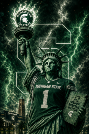 Michigan State Spartans Statue of Liberty Storm Wall Art