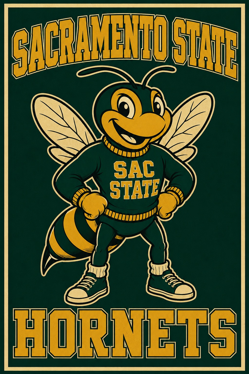 Sacramento State Hornets Vintage-Style Mascot Wall Art