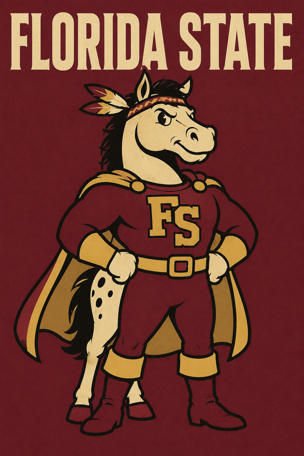 Florida State-Themed Horse Character Wall Art Print