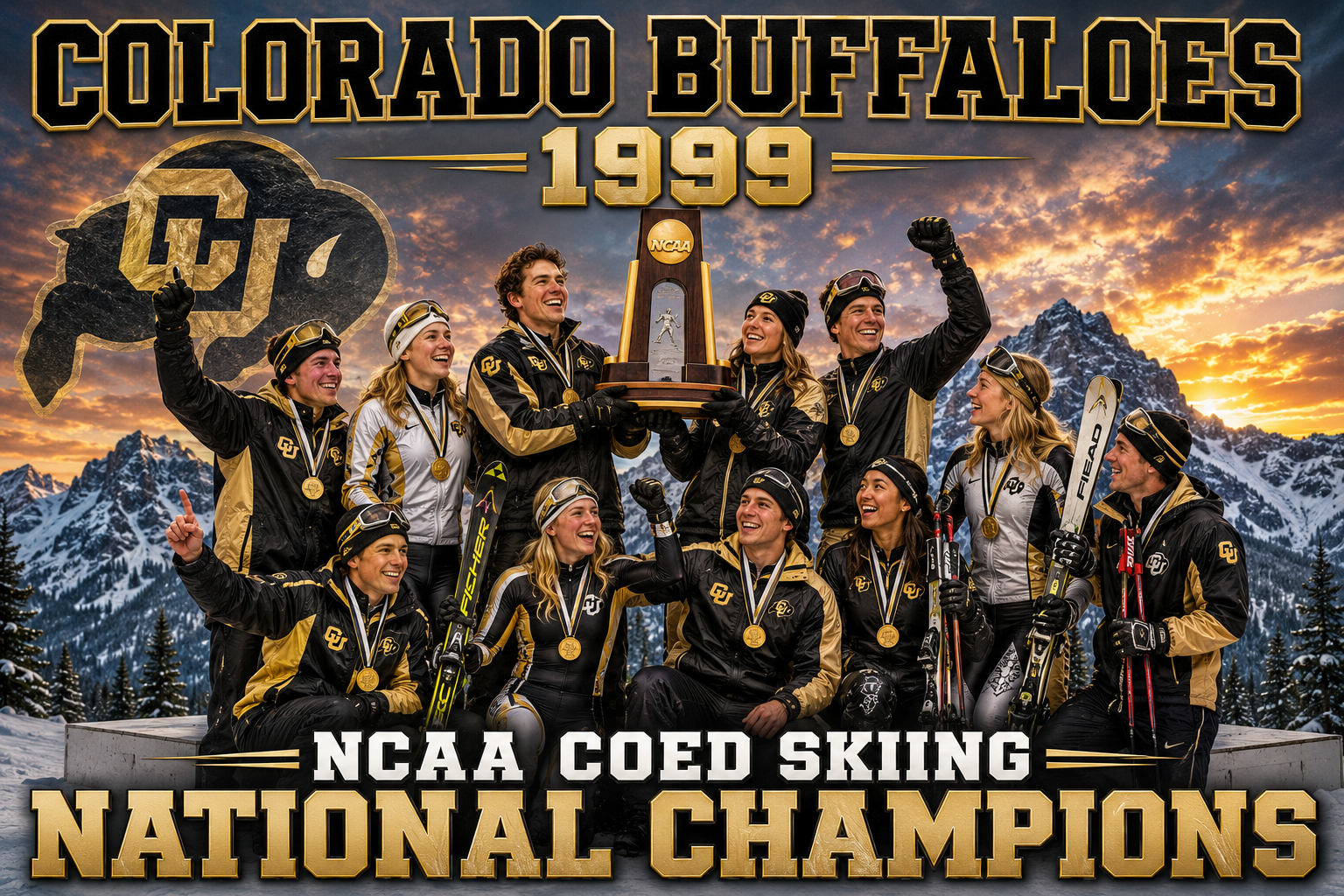 Colorado Buffaloes 1999 NCAA Coed Skiing Champions Poster