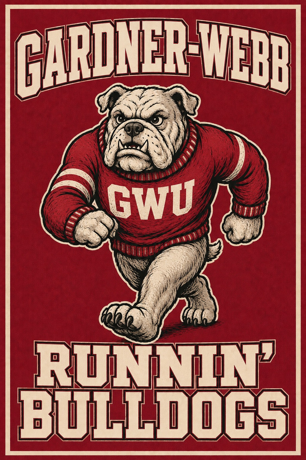 Gardner-Webb Runnin’ Bulldogs Vintage-Style Bulldog Wall Art