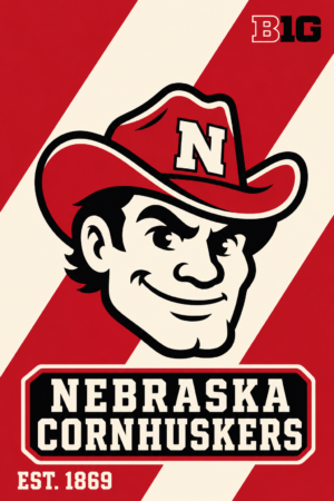 Nebraska Cornhuskers Cowboy Retro Graphic Wall Art