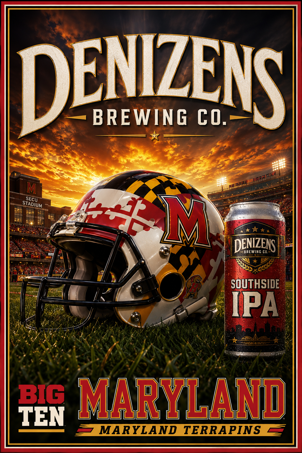 Denizens Brewing Co. Maryland Terrapins Football Poster