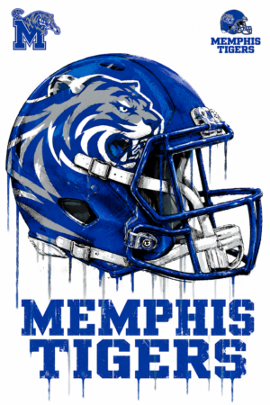 Memphis Tigers Blue Tiger Football Helmet Wall Art