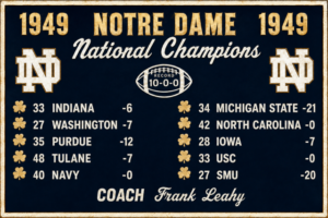 1949 Notre Dame National Champions Scoreboard Wall Sign