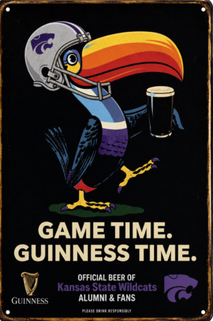 Game Time Guinness Kansas State Wildcats Metal-Style Sign