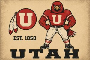 Vintage-Style Utah U Red Hawk Mascot Wall Art