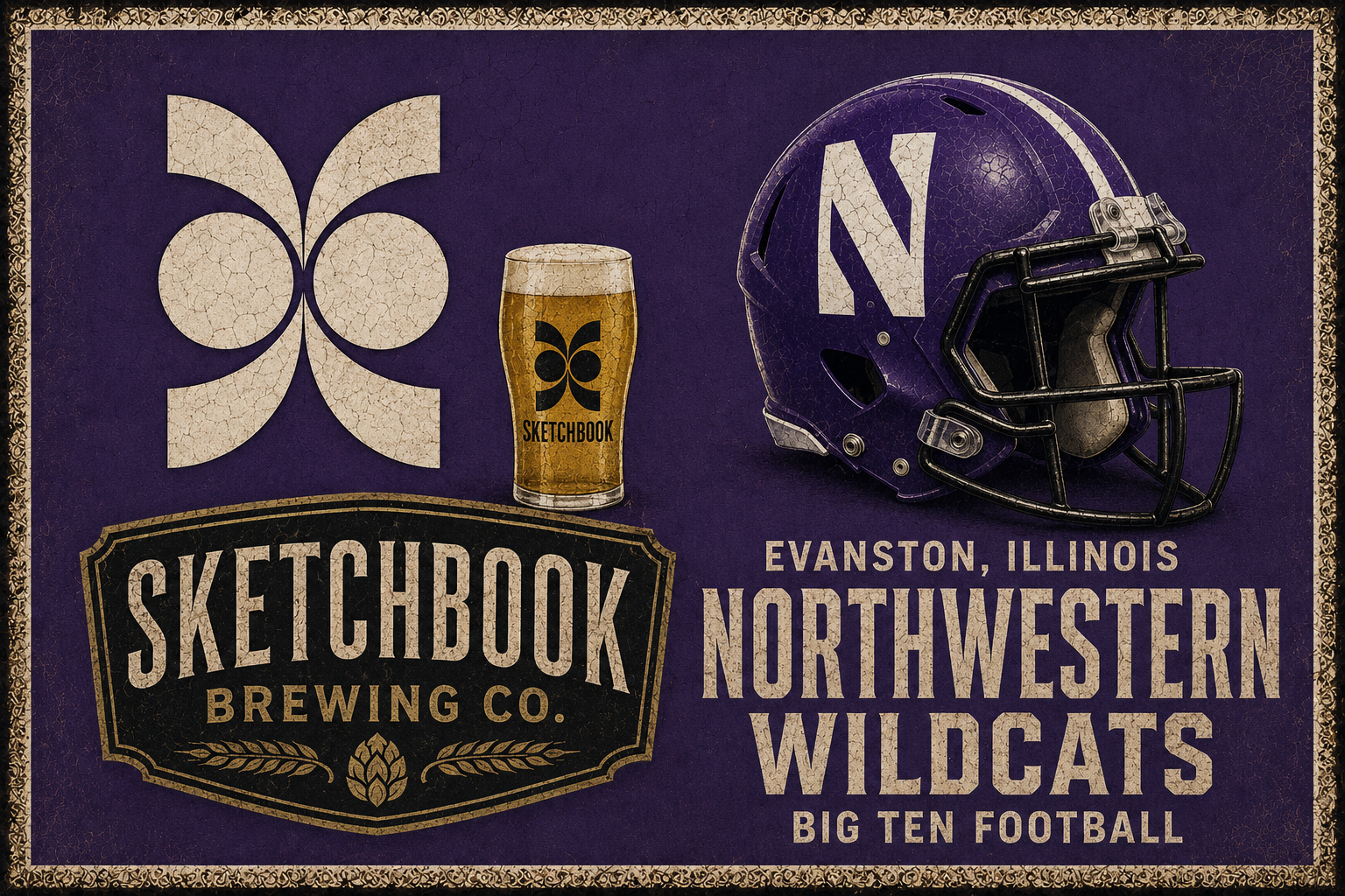 Sketchbook Brewing Co. Northwestern Football Wall Art