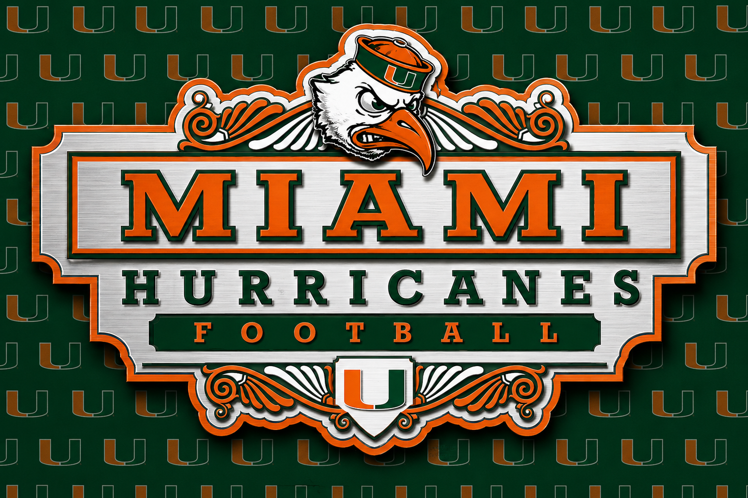 Miami Hurricanes Football Eagle Emblem Wall Art