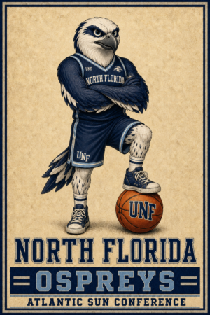 North Florida Ospreys Basketball Eagle Wall Art Print