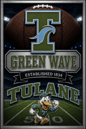 Green Wave Tulane Football Stadium Framed Wall Art