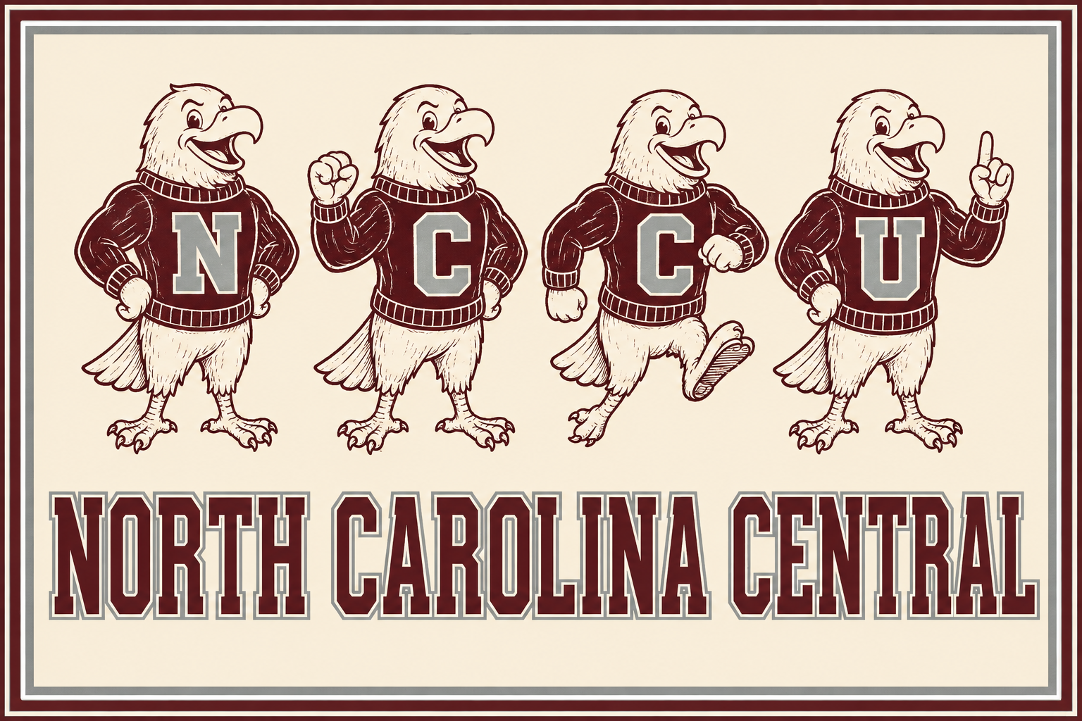 North Carolina Central Eagle Mascot Wall Art Print