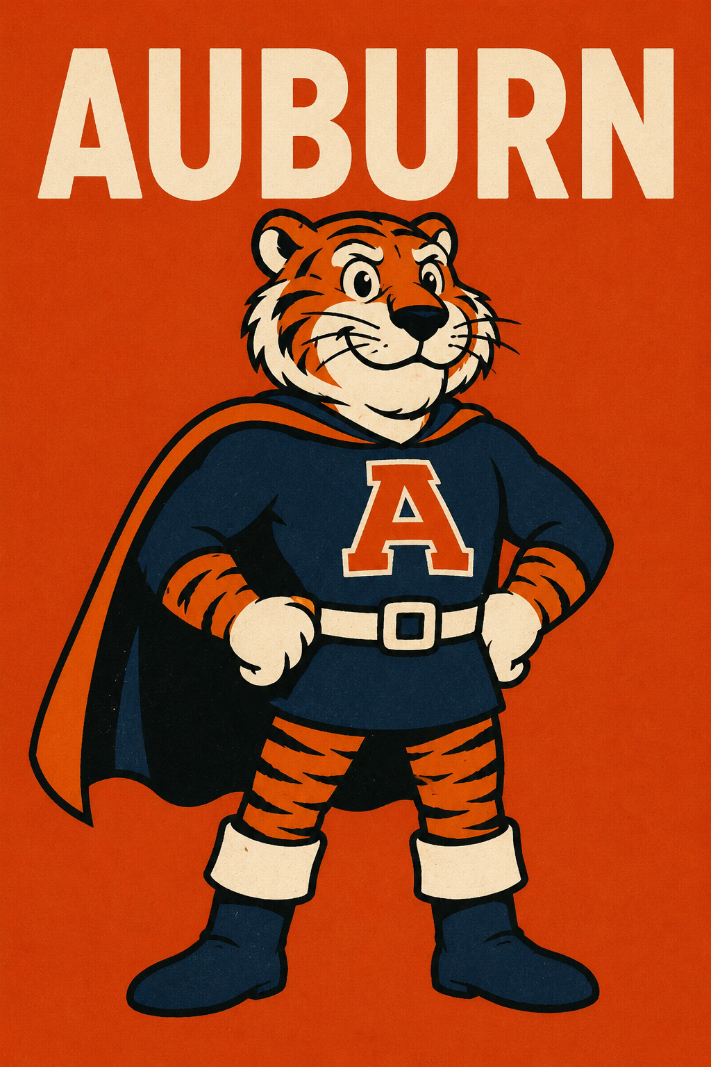 Auburn Tiger Superhero Wall Art Print