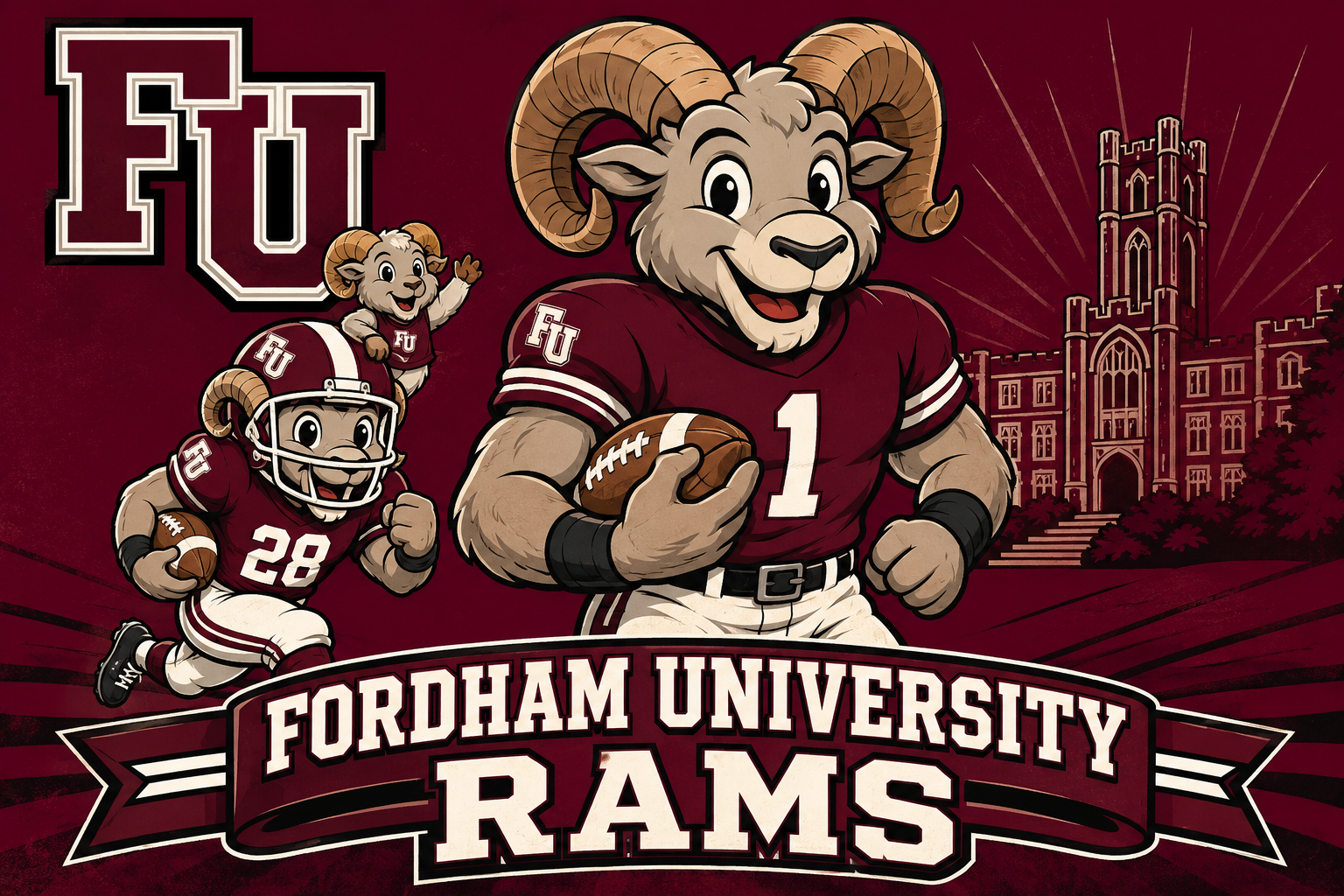 Fordham University Rams Football Mascot Graphic Wall Art