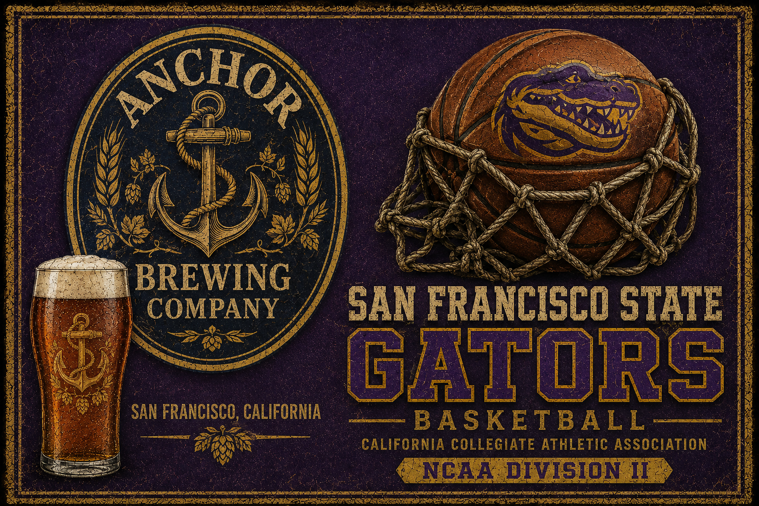 San Francisco State Gators Basketball Vintage-Style Wall Art
