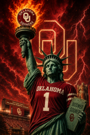 Oklahoma Sooners Statue of Liberty Football Wall Art