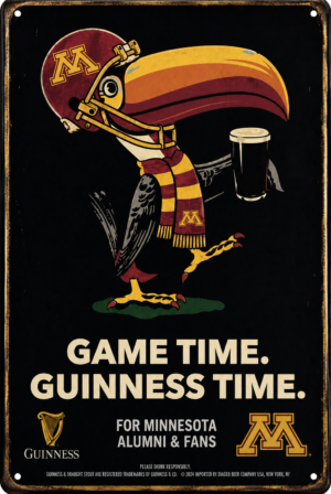 Minnesota Game Time Guinness Football Metal-Style Sign