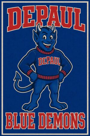 DePaul Blue Demons Blue and Red Mascot Wall Art