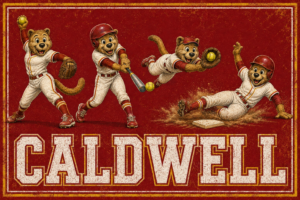 Distressed Caldwell Baseball Bears Wall Art