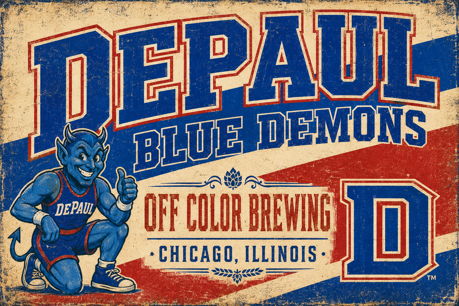 DePaul Blue Demons Distressed-Style Chicago Wall Art