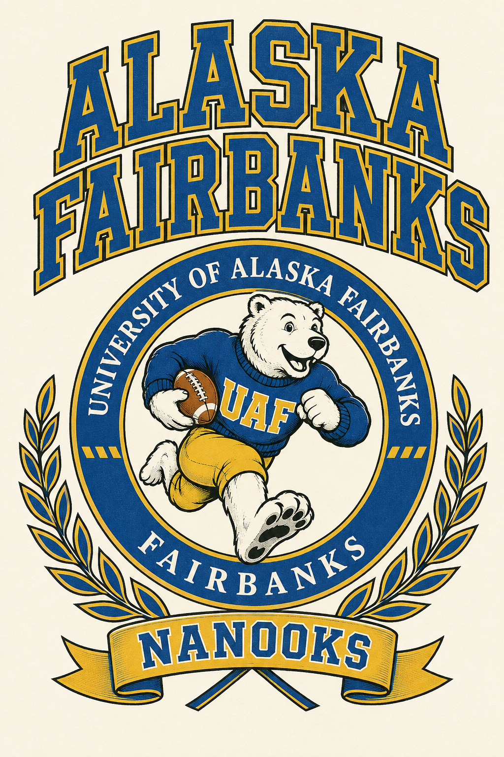 Alaskan Fairbanks Nanooks Polar Bear Football Wall Art