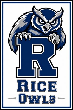 Blue and White Owl Rice Owls Printed Wall Art