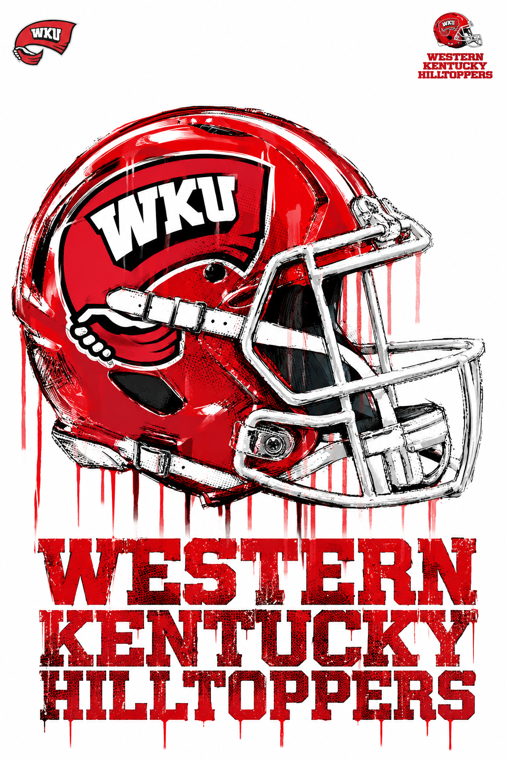 Western Kentucky Hilltoppers Red Helmet Graphic Wall Art