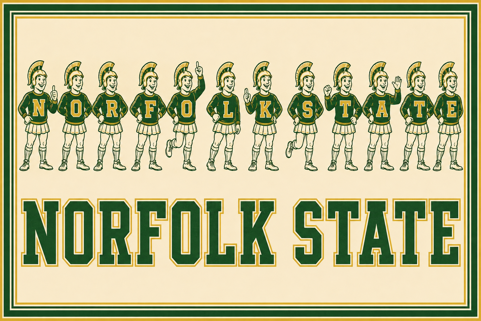 Norfolk State Spartan Letter Characters Vintage-Style Wall Art